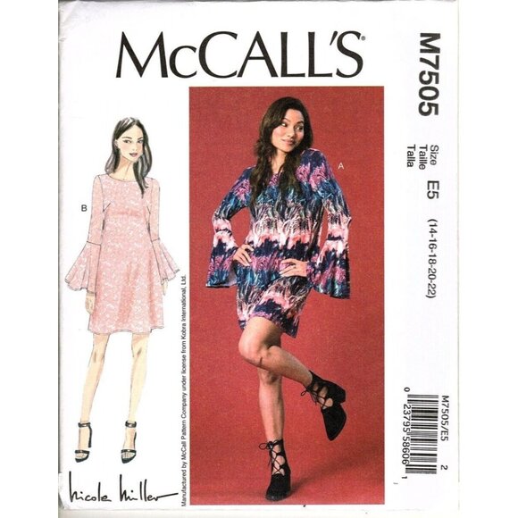 McCall's M7505 Misses 14 to 22 Nicole Miller Dress Sewing Pattern New - Picture 1 of 2